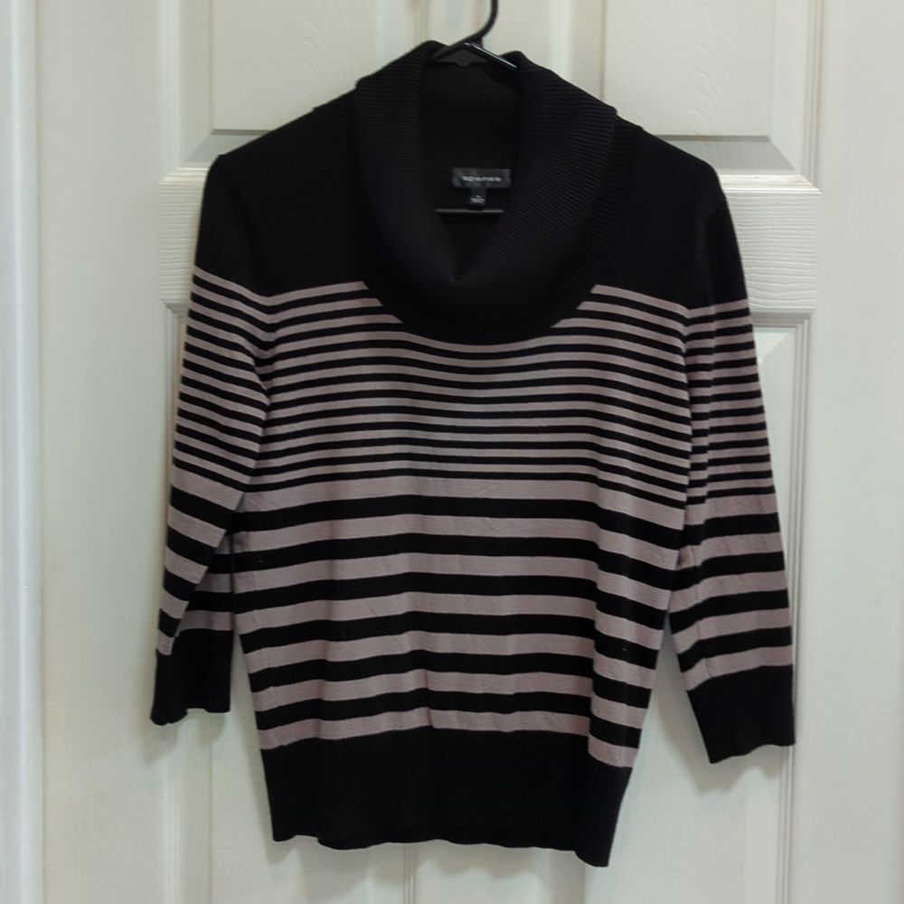 Spense Women's Striped 3/4 Sleeve Cowl Neck Pullover Sweater Size Small